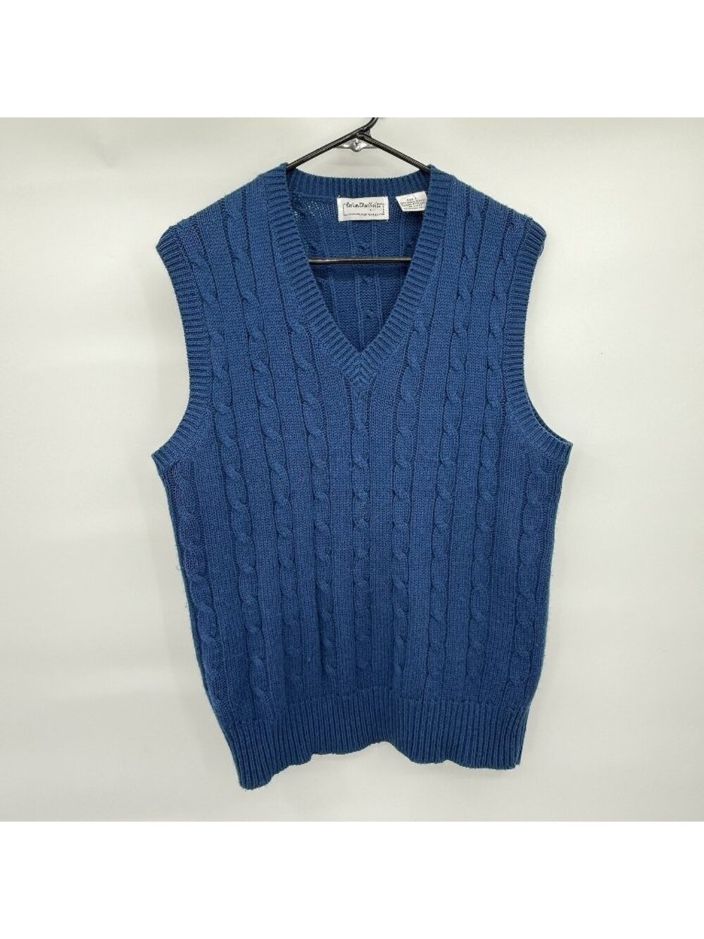 VTG Brian MacNeil Sweater Vest Mens L White Cable Knit Fisherman Grandpa